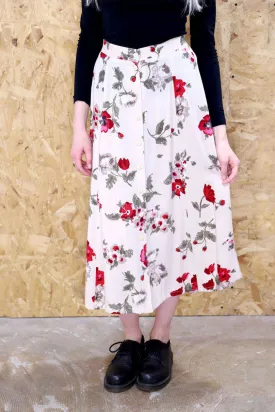 90s Button Down Floral Maxi Skirt