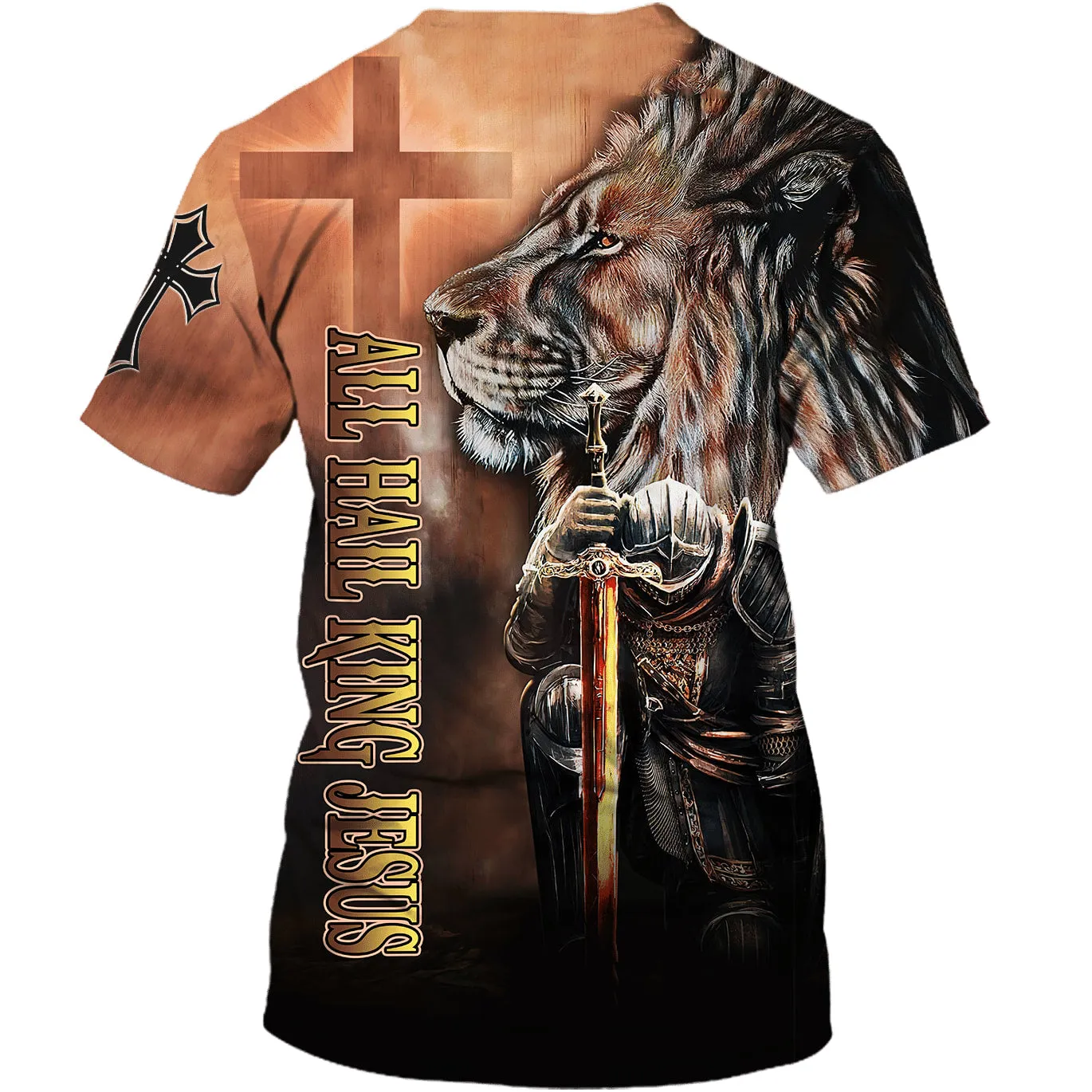 All Hail King Jesus Shirts - Knight Templar Warrior Lion 3d Shirts - Christian T Shirts For Men And Women