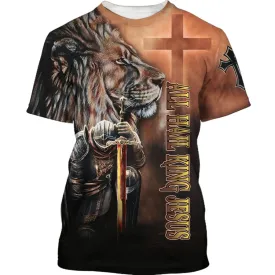 All Hail King Jesus Shirts - Knight Templar Warrior Lion 3d Shirts - Christian T Shirts For Men And Women