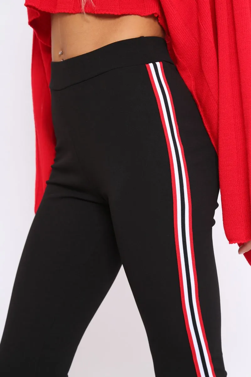 Black Contrast Side Stripe Trousers - Arva