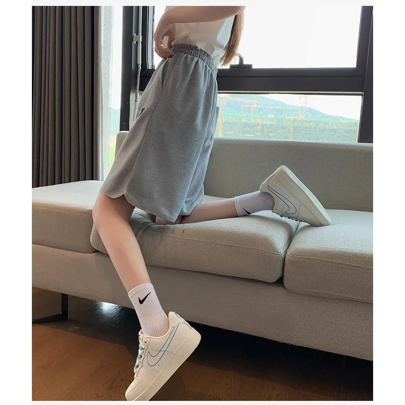 Casual High-Waisted Breathable Houndstooth Quick-Drying Sports Shorts