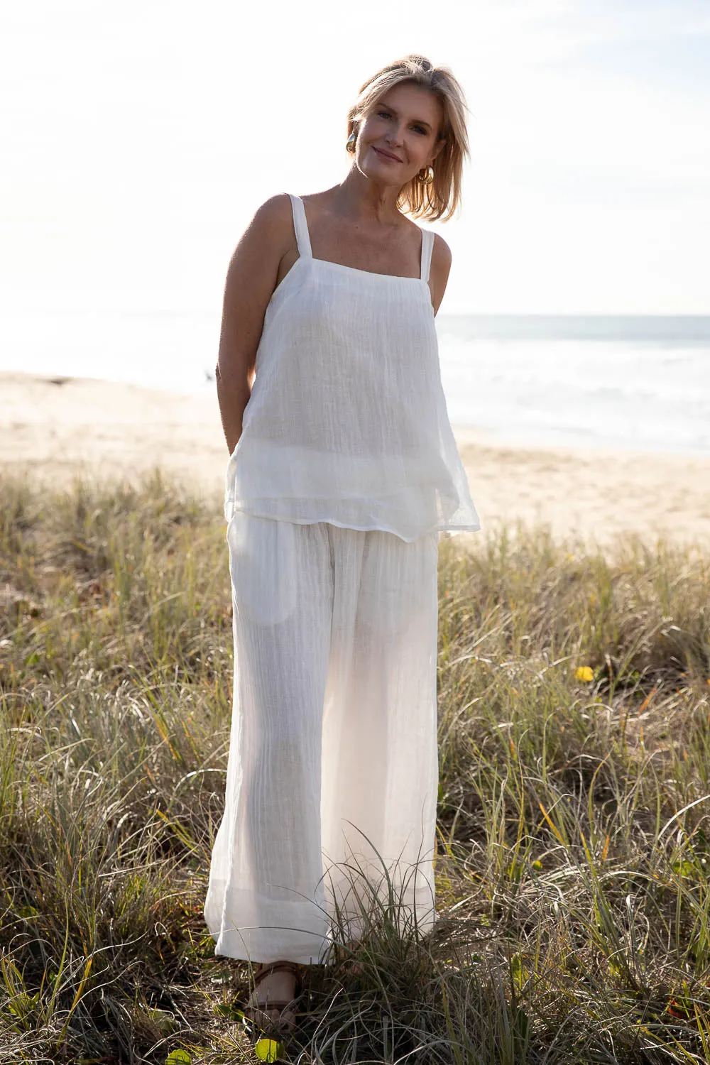 Classic Linen Tank - Off White