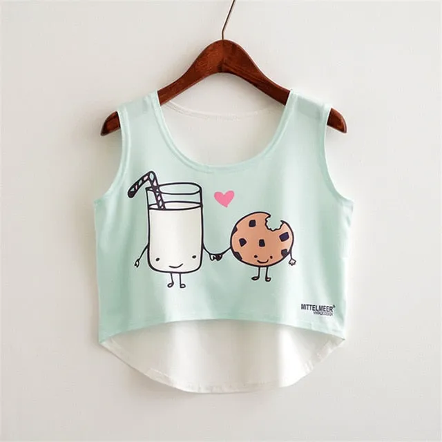 Cute Food Printed Harajuku Crop Top Shirt