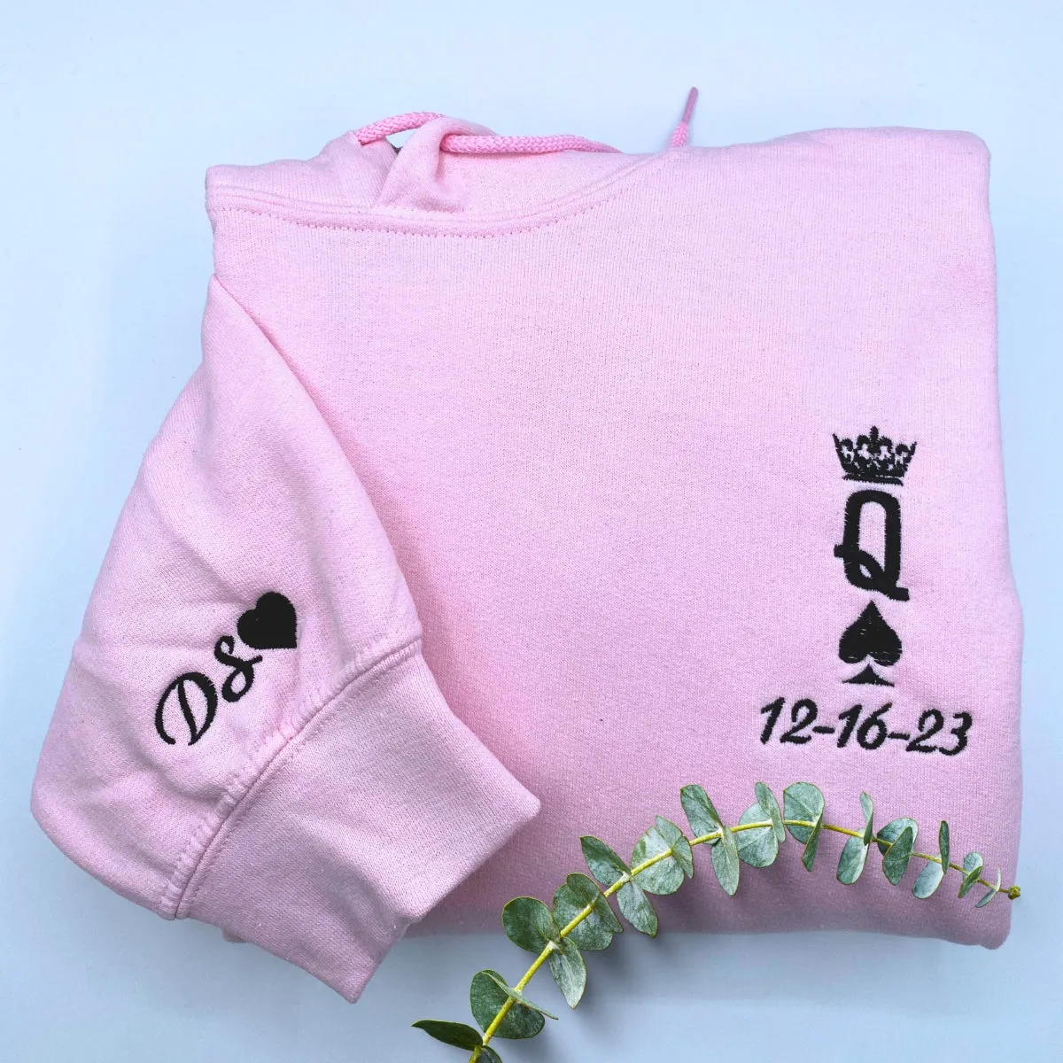 King and Queen Hoodie or Sweatshirt Embroidered, Personalized His Her Gift for Valentine's Day