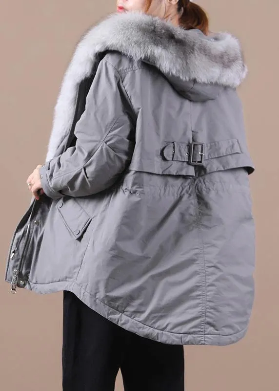 Loose fitting warm winter coat hooded drawstring parkas