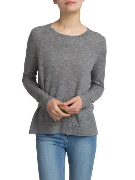 Ottoman Rib Trim Crewneck Graphite Tweed