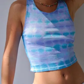 Plaid Tie Dye Casual Workout Tank Top Skinny Bralette Crop Top Sleeveless