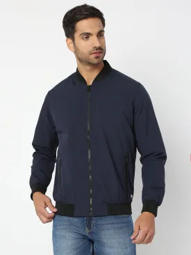 Spykar Men Denim Blue Nylon Regular Fit Jacket