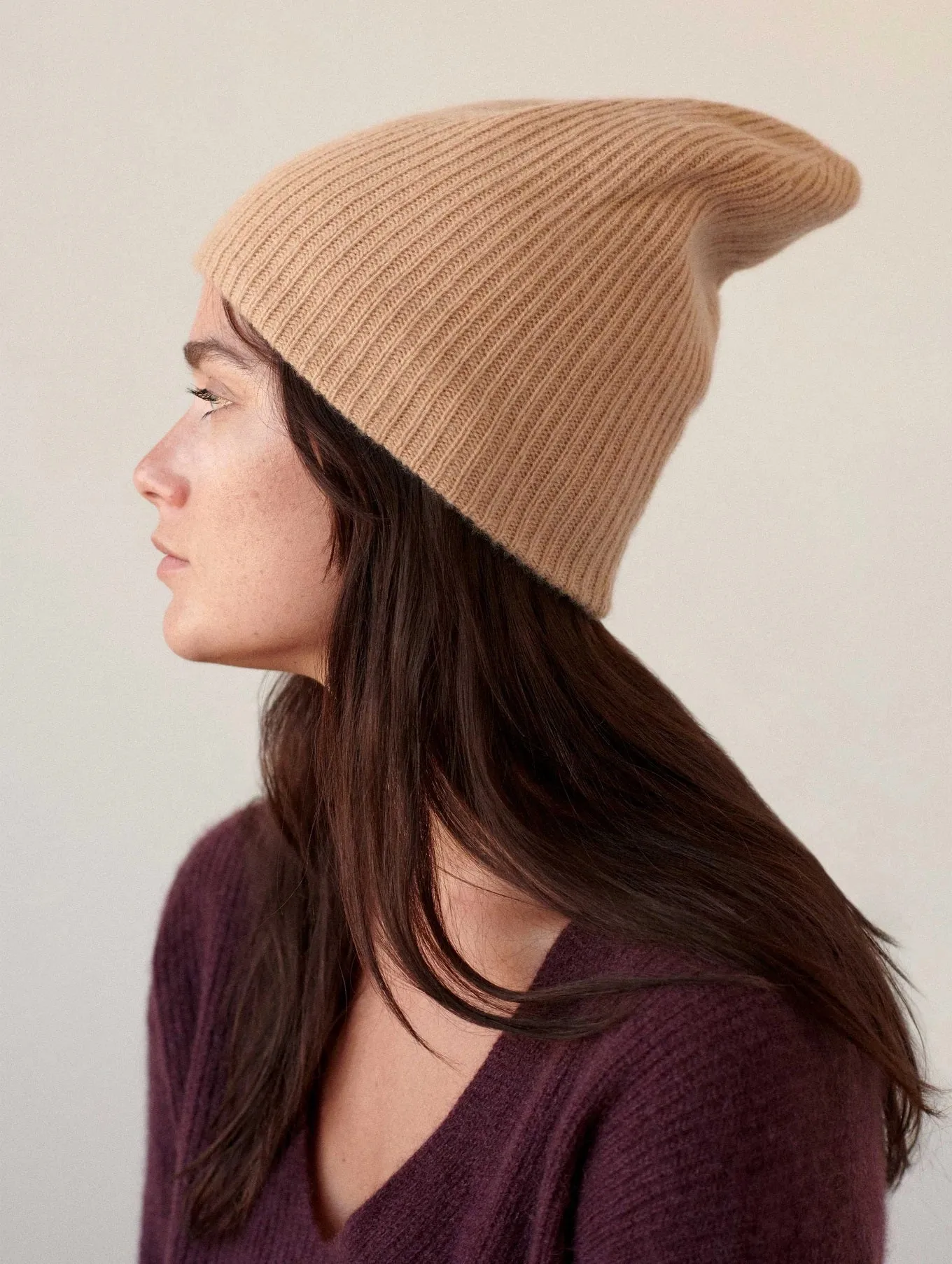 White   Warren - Plush Rib Beanie in Caramel