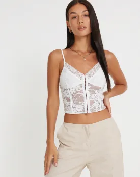 Yenko Crop Top in Lace Ivory